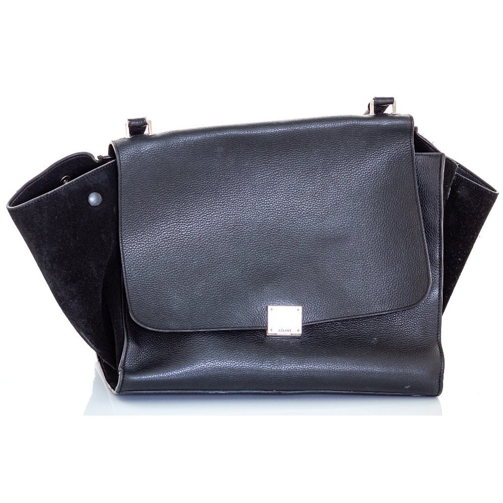 CELINE Black Leather & Suede Bag